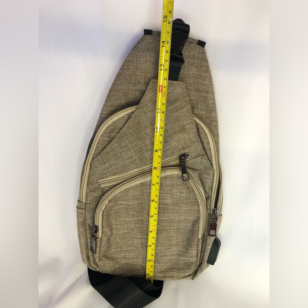 NuPouch Shoulder Sling Bag, NWOT, Tan, Charging Port - Picture 7 of 7